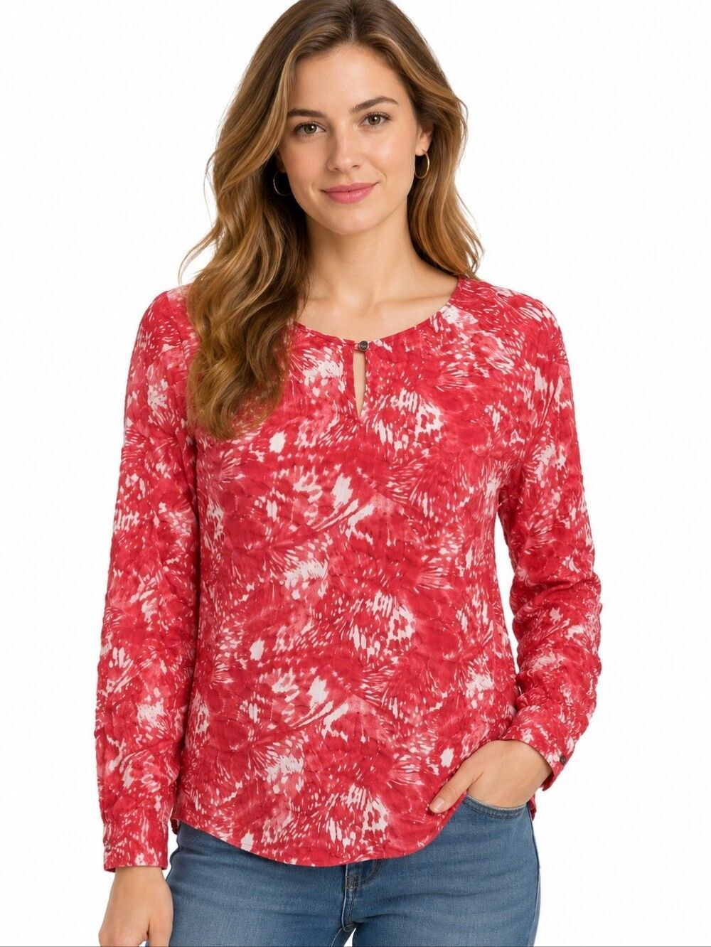 Calvin Klein Jeans women's colorful tie dye long sleeve blouse shirt topcotton M